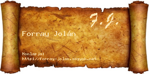 Forray Jolán névjegykártya