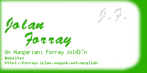 jolan forray business card